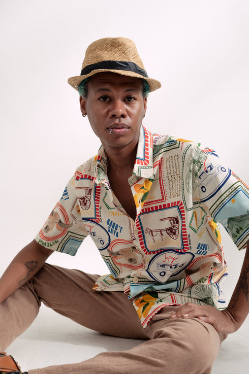 EMGEE by Get Spotted:Beni Buttondown in Pamana Postmark Fabric